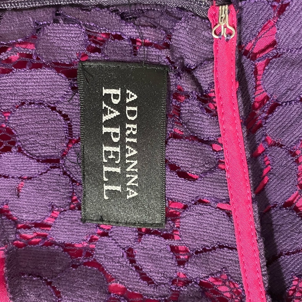 Adrianna Papell Elegant Purple Lace Dress Size 6 - Picture 9 of 11